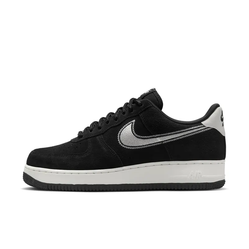 Nike Air Force 1 Low ’07 LV8 Black Sail Embroidered Swoosh (HJ4465-001)