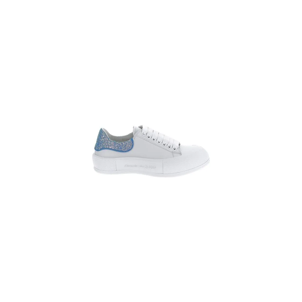 Alexander McQueen Deck Plimsol White Blue Glitter (702047WIABX9761)