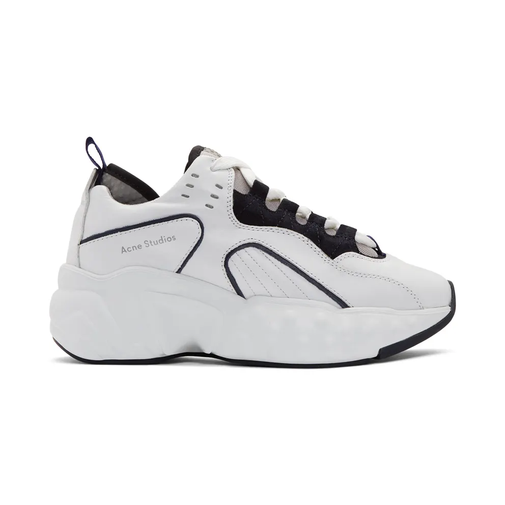Acne Studios White and Navy Manhattan Sneakers (1EZ173)