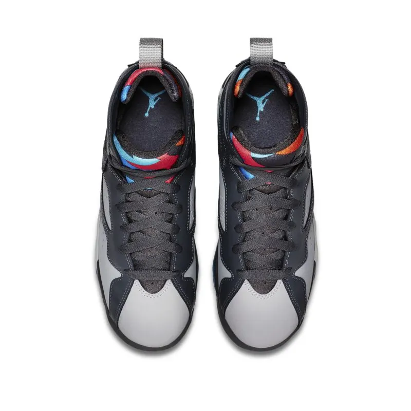 Jordan 7 Retro Barcelona Days (GS) Grey/Wolf Grey-Total Orange-Turquoise Blue (304774-016)