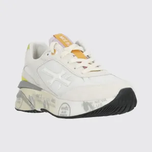 Premiata Moerund Laminated Leather and Mesh Sneakers Ivory (MOERUND8303)