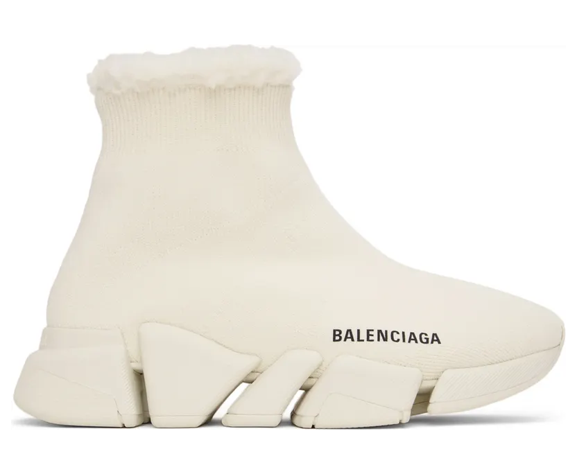 Balenciaga Off-White Sherpa Speed 2.0 Sneakers (669789 W2DI3)