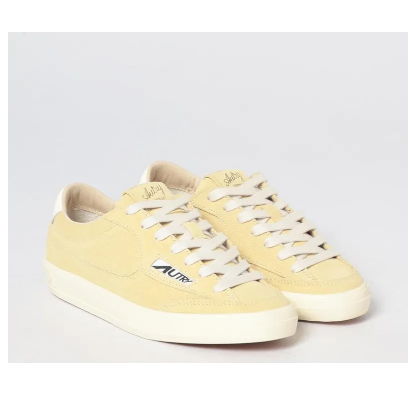 Autry Windscape Leather and Suede Low-Top Sneakers with Carved Logo Yellow (SCLWKT04)