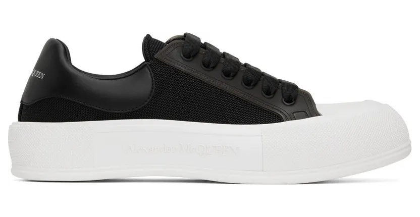 Alexander McQueen Black & White Deck Plimsoll 1000 BLACK/BLACK/BLA (711098W4UB3)