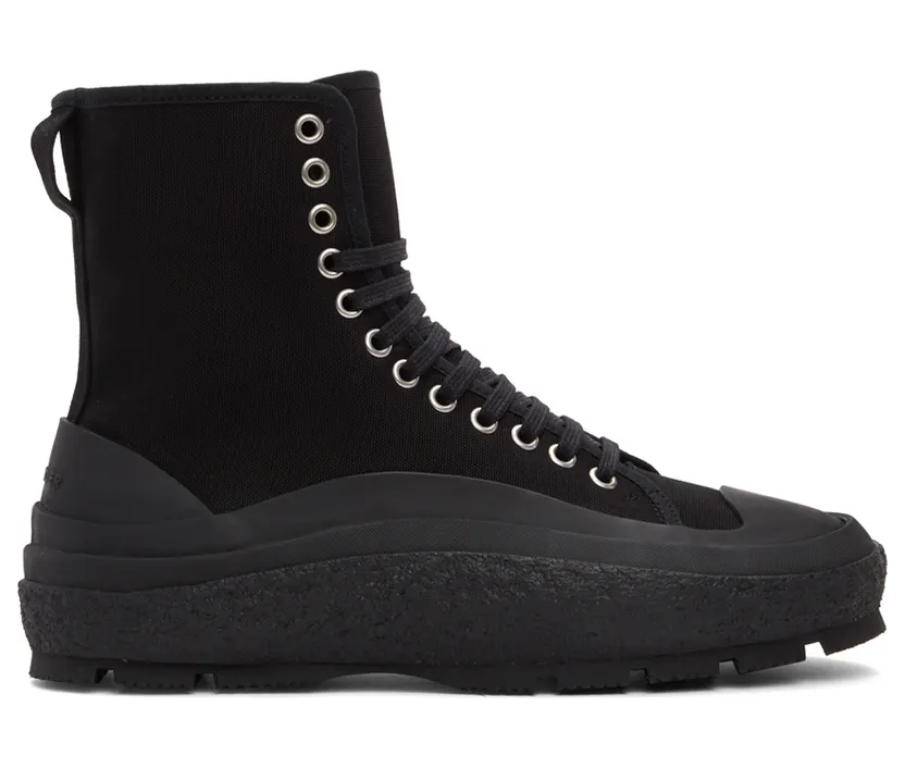 Jil Sander Black Canvas Chunky Sneakers (JI37522A_15605)