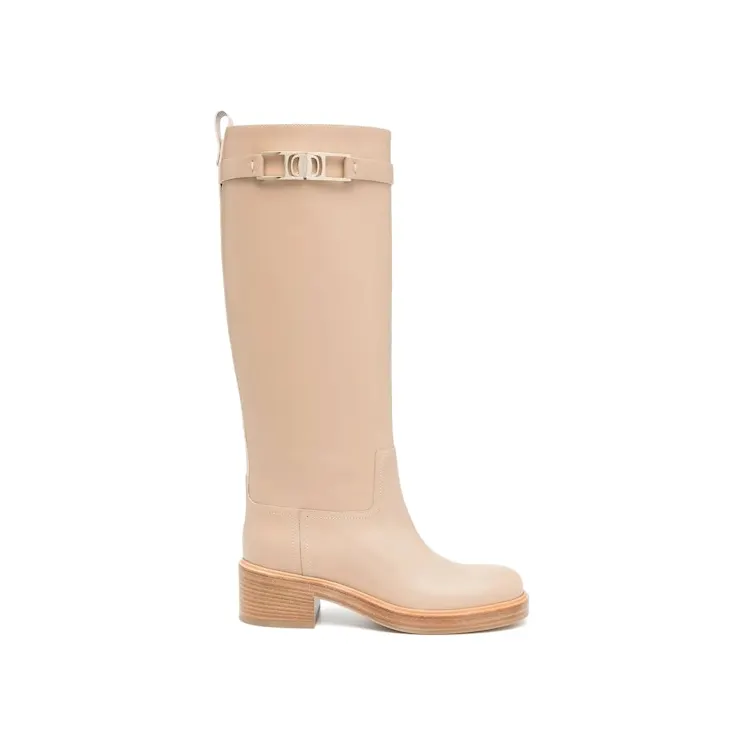Ferragamo Ornament Square Gancini Boots Beige Khaki (01C904750682)