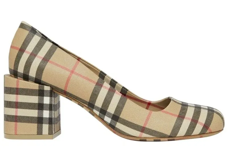 Burberry Joy Vintage Check Block Heel Pumps Beige (8045224)