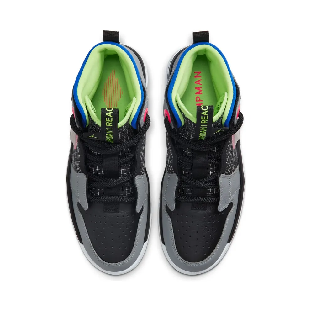 Jordan 1 High React Black Particle Grey Black/Particle Grey-Racer Blue-Ghost Green (AR5321-002)