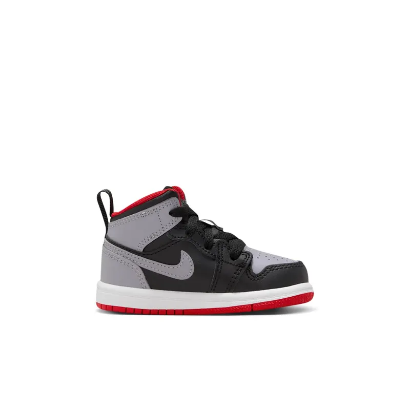 Jordan 1 Mid TD “Black/Cement Grey-fire Red-white” (DQ8425-006)