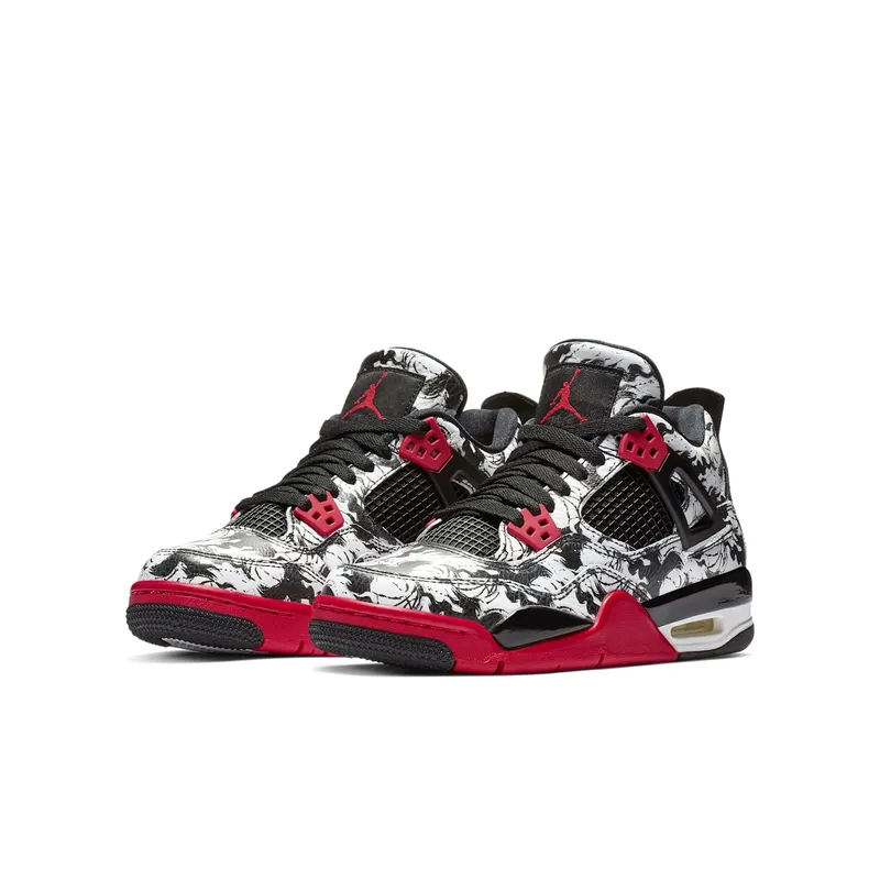 Jordan 4 Retro Tattoo 2018 (GS) Black/Fire Red-Black-White (BV7451-006)