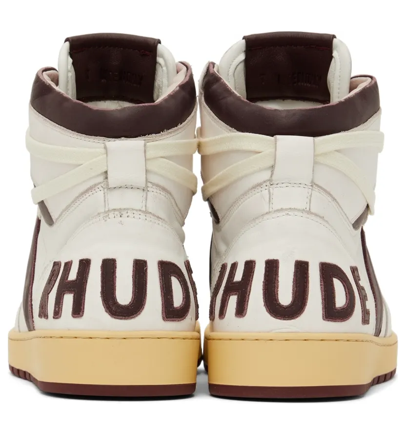 Rhude SSENSE Exclusive White & Burgundy Rhecess Hi Sneakers (RHSS22FO05178500) (2)