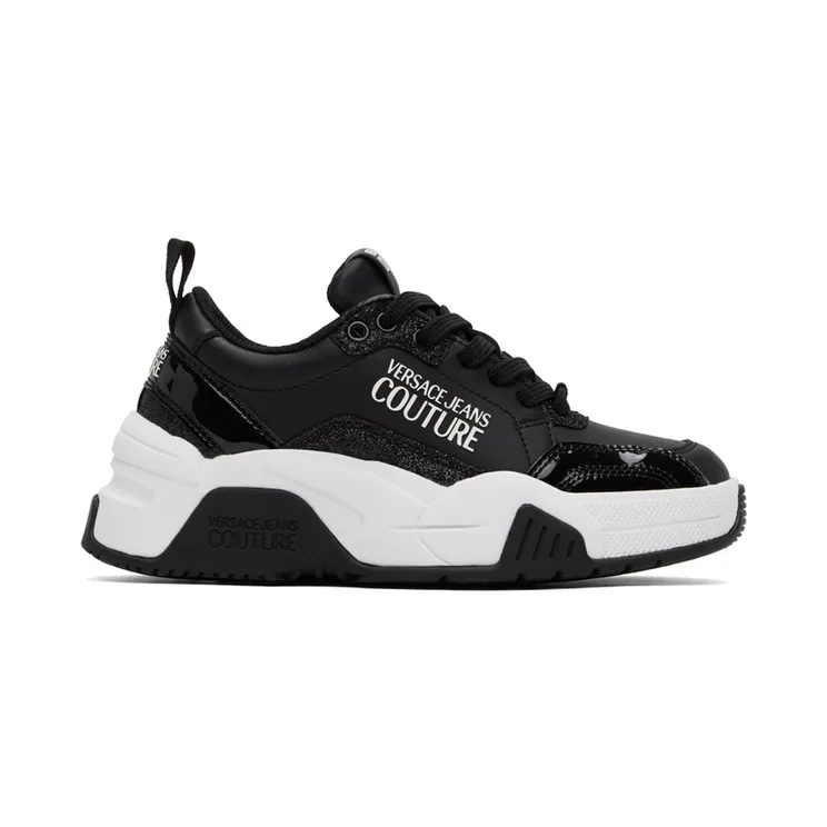 Versace Jeans Couture Black Glitter Speedtrack Sneakers (E72VA3SF4EZS244)