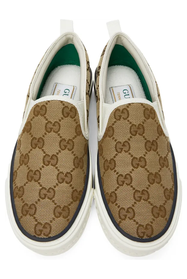 Gucci Beige ‘Gucci Tennis 1977’ Slip-On Sneakers (624733 2HK40) (5)