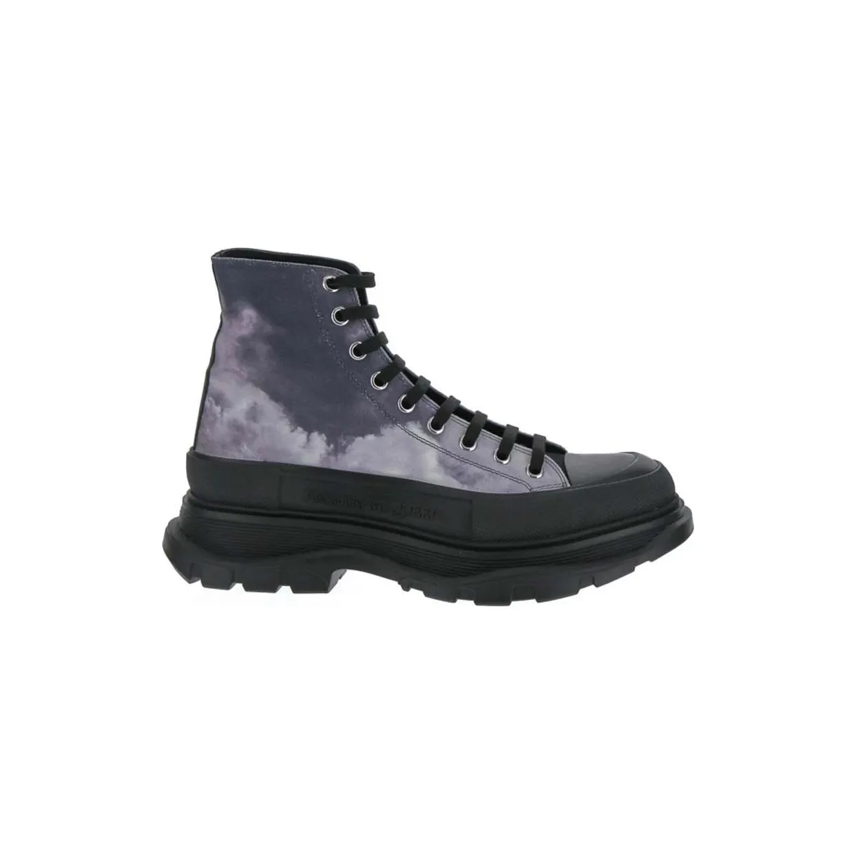 Alexander McQueen Blue Sky Print Tread Slick Boots Black Blue (705665W4TG14582)