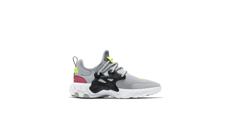 Nike React Presto Wolf Grey Black Rush Pink Volt (GS) Wolf Grey/Black-Rush Pink-Volt (BQ4002-004)