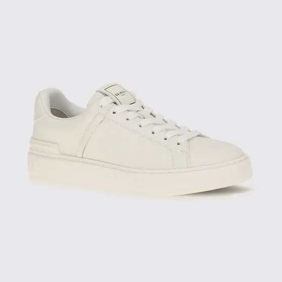 Balmain B-Court Smooth Leather Sneakers with Printed Logo White (HN1VI690LVTR0FA)