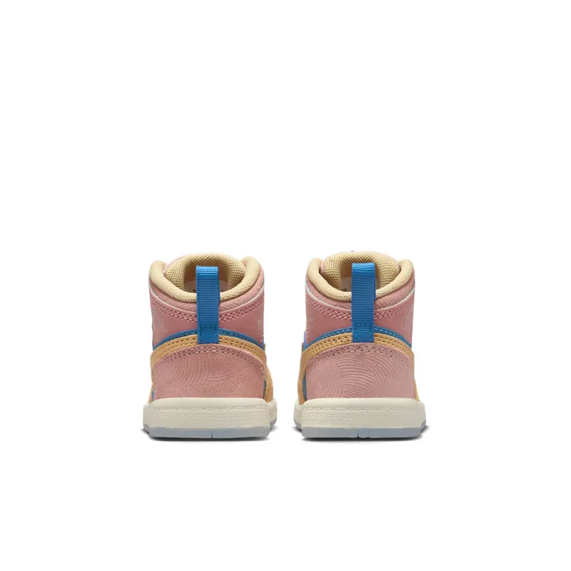Jordan 1 Mid Sneaker School Aegean Storm Pink Oxford Red Stardust Hemp (FN7539-400)