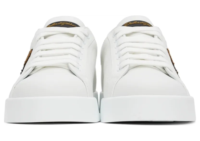 Dolce & Gabbana White Logo Patch Portofino Sneakers (CS1761 AH136) (2)