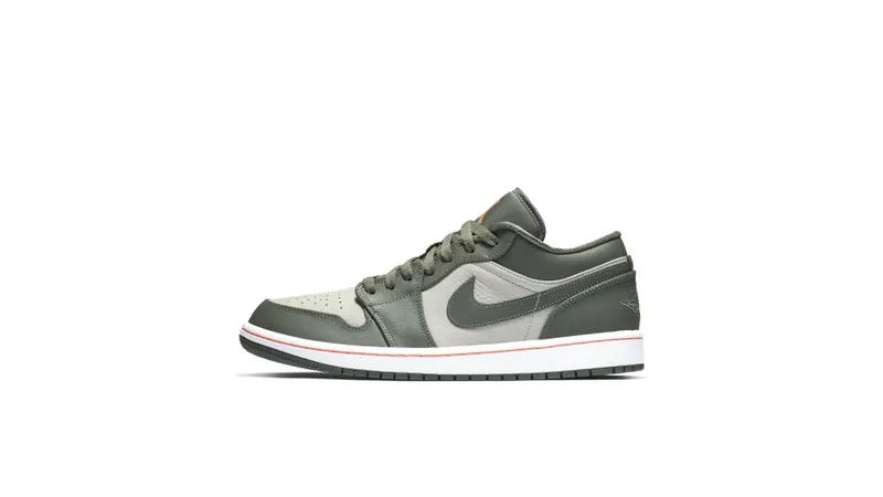 Jordan  1 Low Military Green White/Hyper Crimson-Light Bone-Vintage Lichen (553558-121)