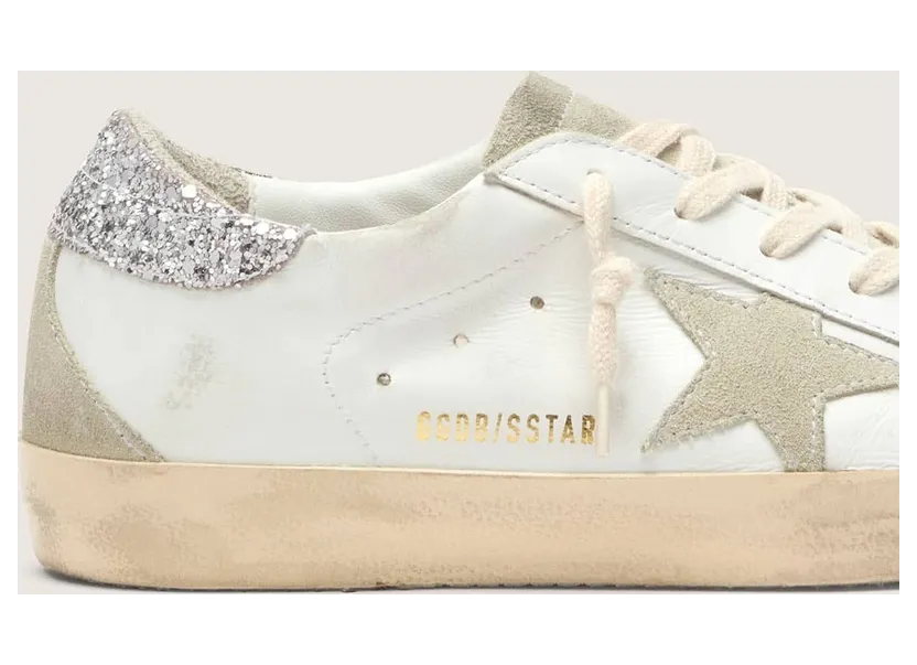 Golden Goose Super-Star With Gray Star And Silver Glitter Heel Tab (GWF00102.F004712.10273) (4)