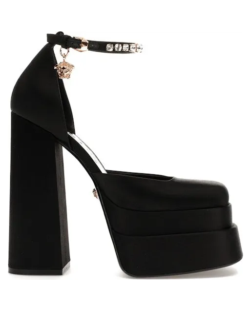 Versace Medusa Aevitas 155mm Platform Pumps Black Satin (1002005-DRA67_1B00V)