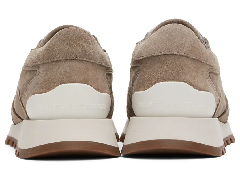 Brunello Cucinelli Taupe Suede Sneakers (MZSFG2290P) (2)