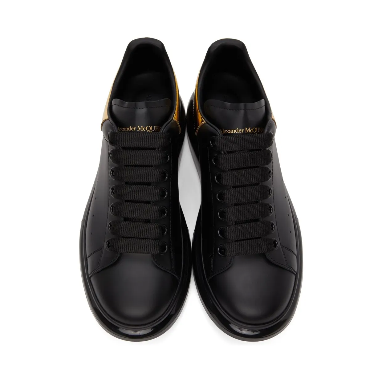 Alexander McQueen SSENSE Exclusive Black & Gold Oversized Sneakers (610812WHX9X) (5)