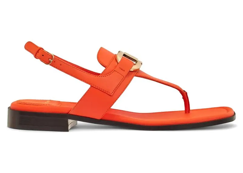 Ferragamo Gancini Leather Flat Sandals Orange (01G998769646)