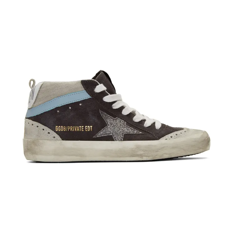 Golden Goose SSENSE Exclusive Grey Suede Glitter Mid Star Sneakers (F36WS634.Z8)