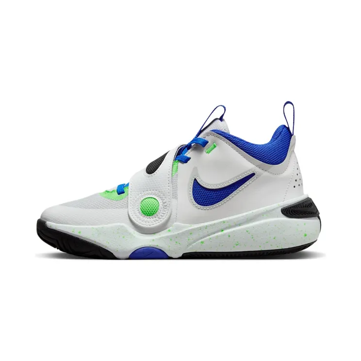 Nike Team Hustle D 11 “Summit White / Pure Platinum / Green Strike / Racer Blue” (DV8996-101)