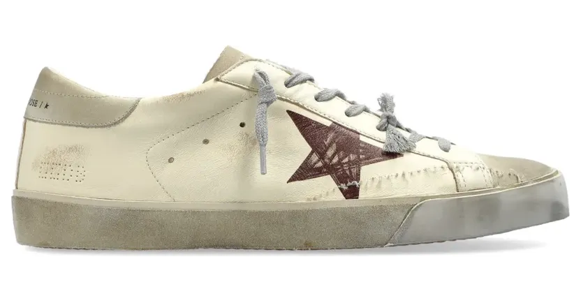 Golden Goose Super-Star With List mit Sternstickerei “White” (GMF00601F004860)