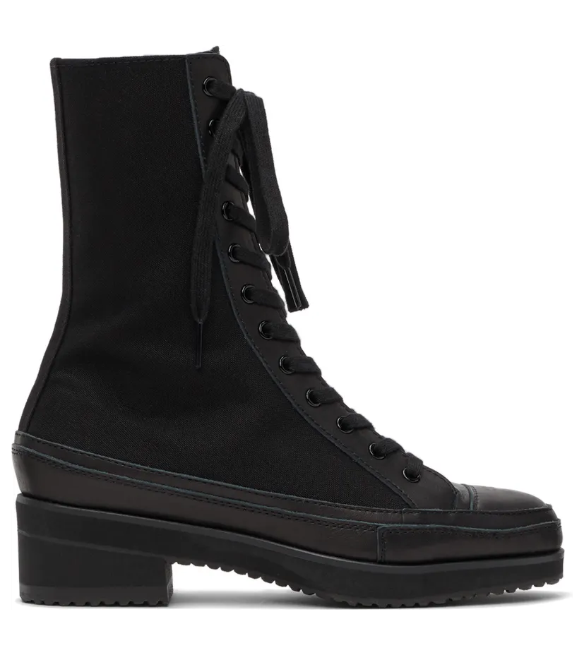 Yohji Yamamoto Black Canvas Heeled High Top Sneakers (FX-E03-062)