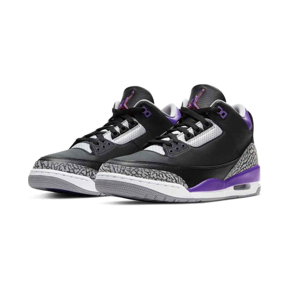Jordan 3 Retro Black Court Purple Black/Cement Grey-White-Court Purple (CT8532-050)