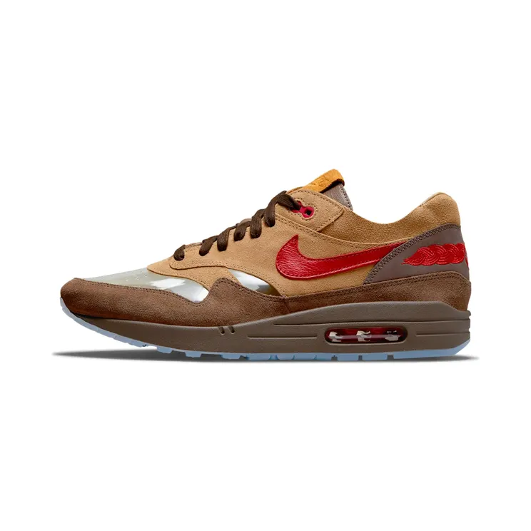 Nike Air Max 1 clot Kiss of Death CHA “Rocky Tan / Medium Brown / Sport Red” (DD1870-200)