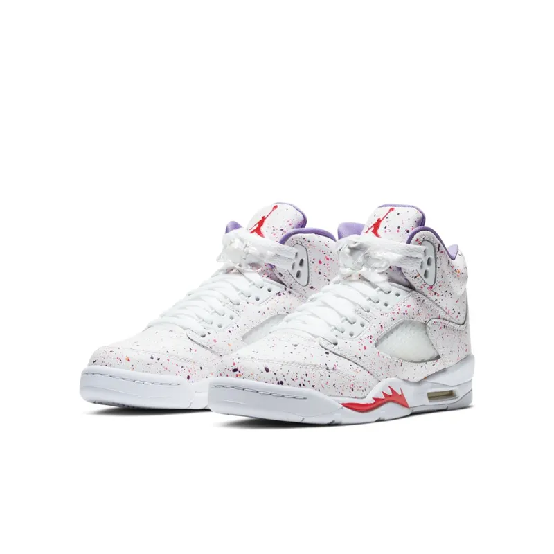 Jordan 5 Retro Easter (2020) (GS) White/Laser Crimson-Voltage Purple (CT1605-100)