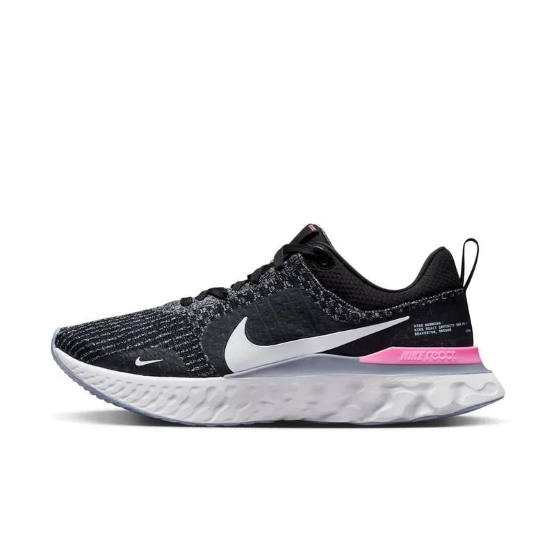 Nike React Infinity Run Black Football Grey Pink (DZ3014-001)