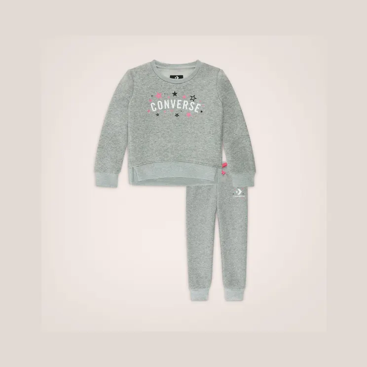 Converse Stardust Long Sleeve Jogger Set Dark Grey Heather (10022461-A02)