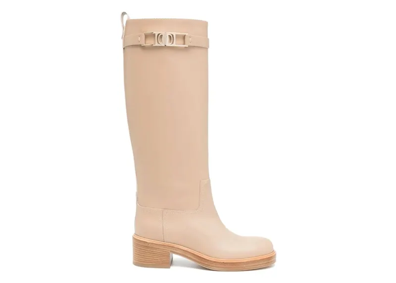 Ferragamo Ornament Square Gancini Boots Beige Khaki (01C904750682)