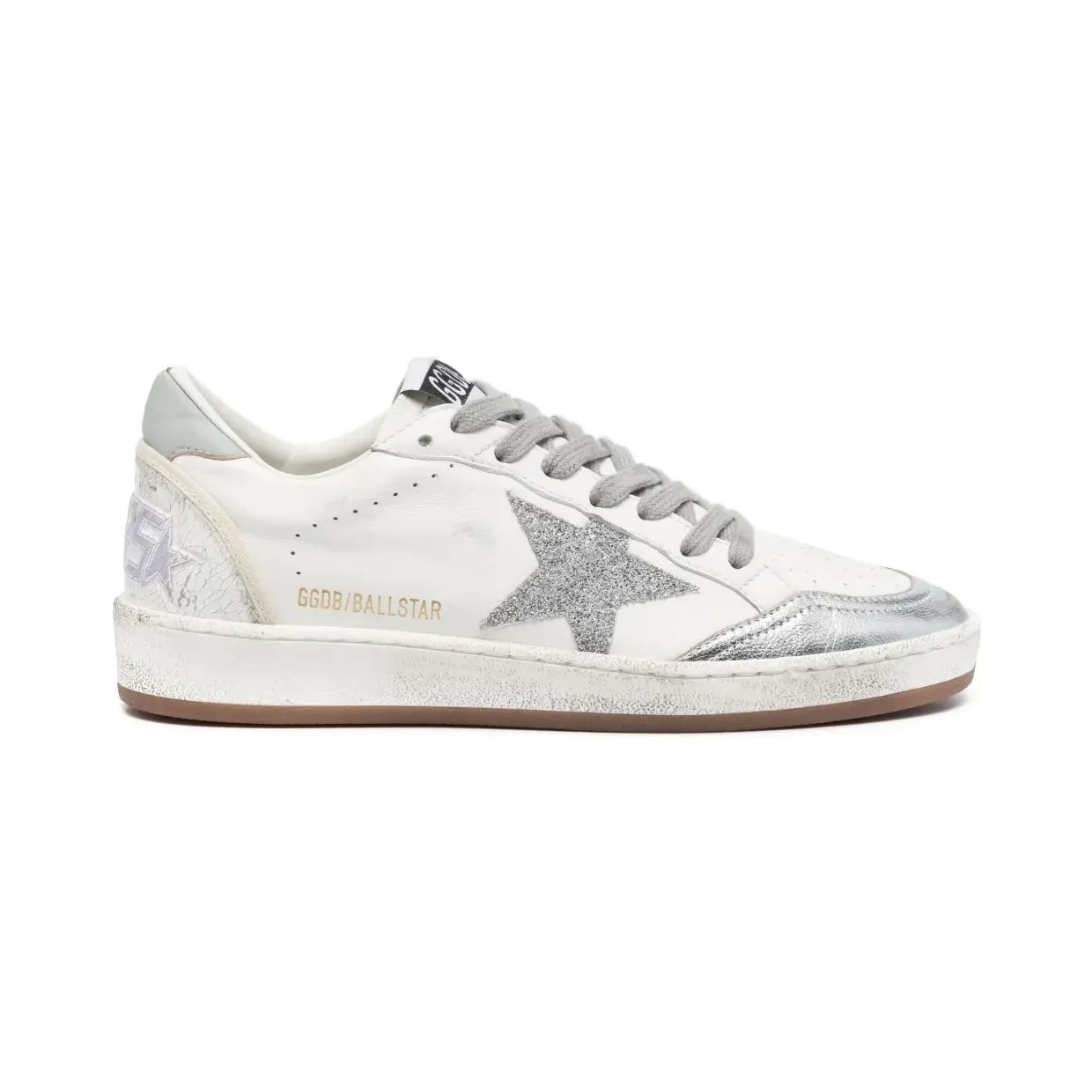 Golden Goose Ballstar leren met glitter “White” (GWF00117F005365)