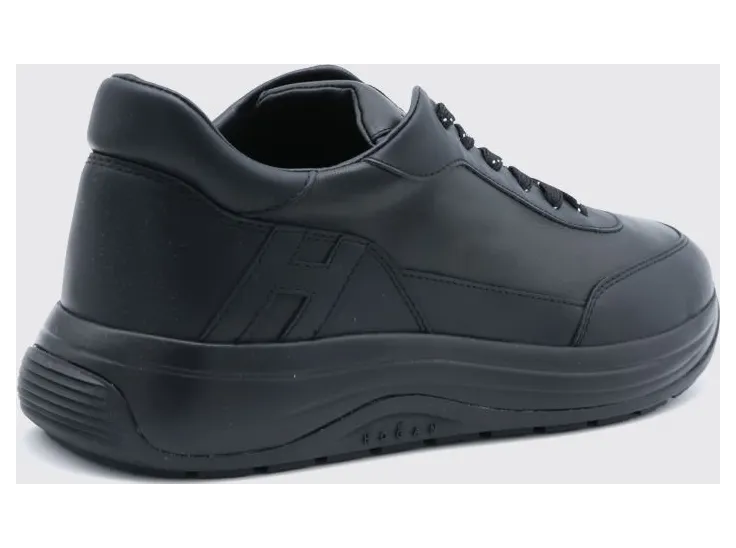 Hogan Hi-Light Smooth Calfskin Leather Sneakers with Tone-on-Tone H Logo Black (HXM7190GH50UAIB999) (2)