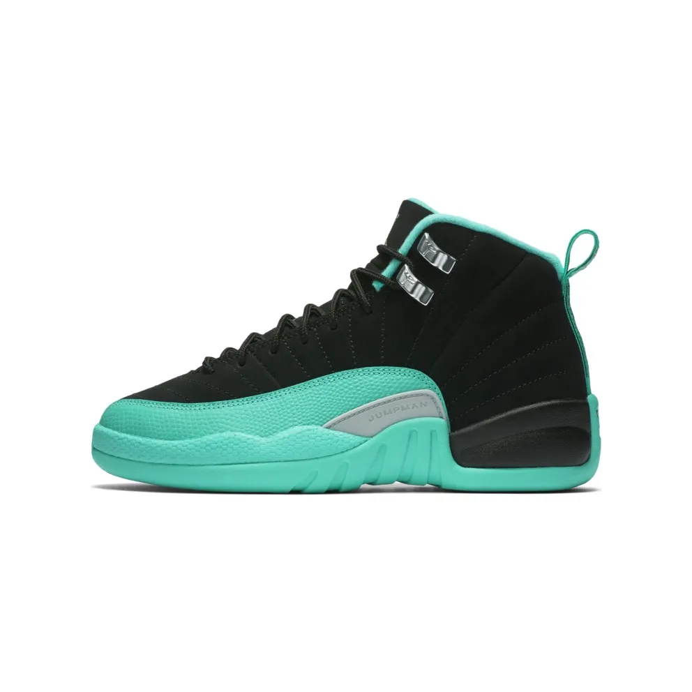 Jordan 12 Retro Hyper Jade (GS) Black/Metallic Silver-Hyper Jade (510815-017)
