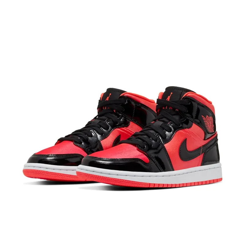Air Jordan WMNS 1 Mid ‘Hot Punch Black’ (2019) (BQ6472-600)