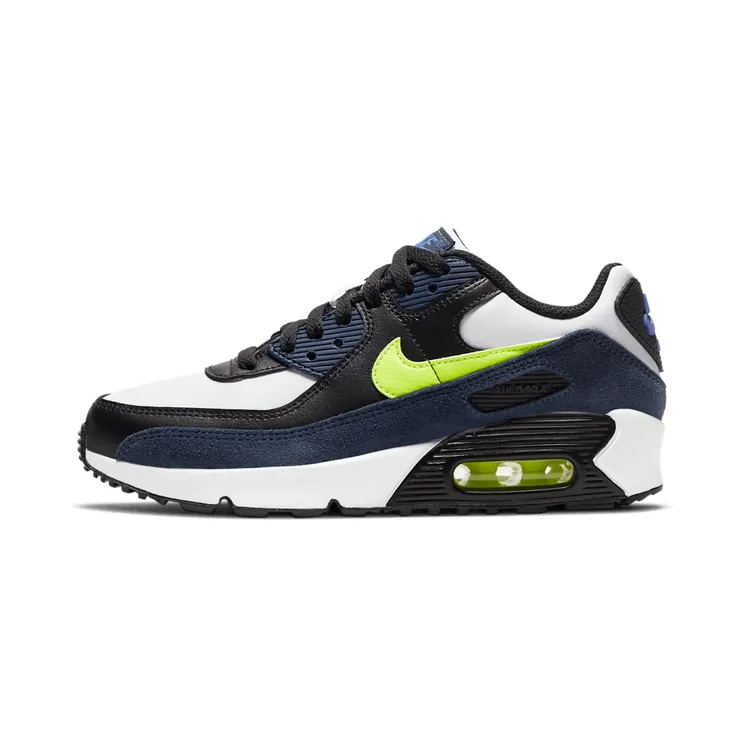 Nike Air Max 90 Leather Midnight Navy Volt (GS) (CD6864-401)