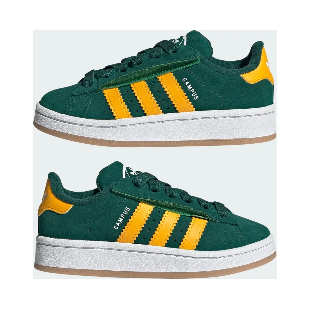 Adidas Campus 00s Comfort Closure Elastic Lace Kids Collegiate Green / Crew Yellow / Cloud White (JR7421)