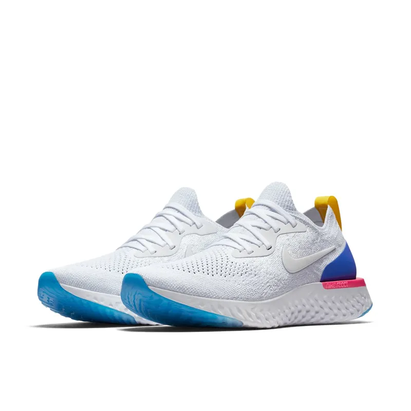 Nike Epic React Flyknit White Racer Blue Pink Blast (W) White/White-Racer Blue-Pink Blast (AQ0070-101)