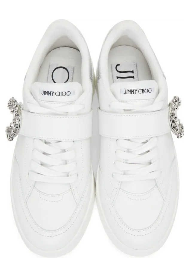 Jimmy Choo White Leather Osaka Lace Up Sneakers (OSAKA LACE UP XYT) (5)