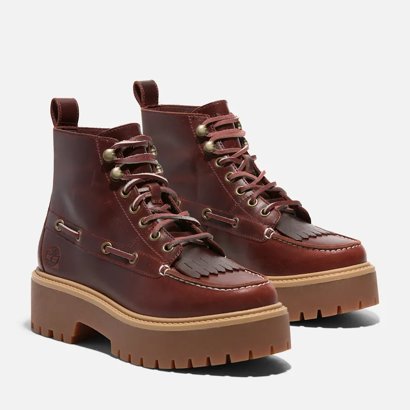 Timberland Stone Street Mid 7-Eye Platform Kiltie Boot Root Beer Full-Grain (TB0A27YZ-EIW)