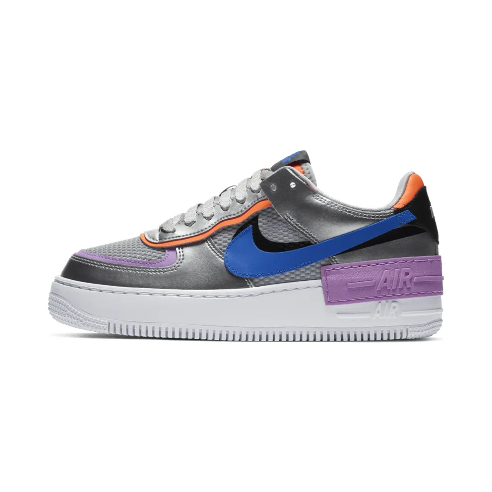 Nike Air Force 1 Shadow Metallic Silver (W) Metallic Silver/Fuchsia Glow-Hyper Crimson-Racer Blue (CW6030-001)