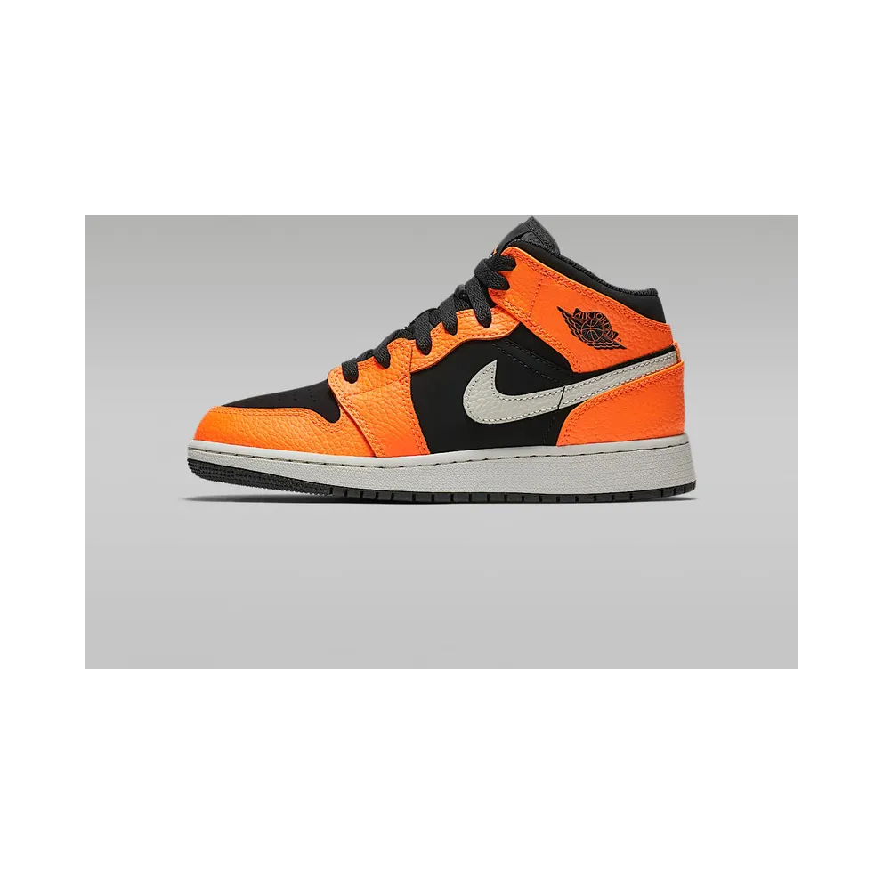 Jordan 1 Mid Black Cone (GS) Black/Cone-Light Bone (554725-062)
