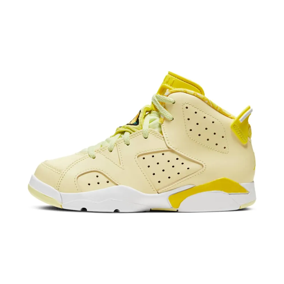 Jordan 6 Retro Dynamic Yellow Floral (PS) Citron Tint/Dynamic Yellow-Black-White (543389-800)